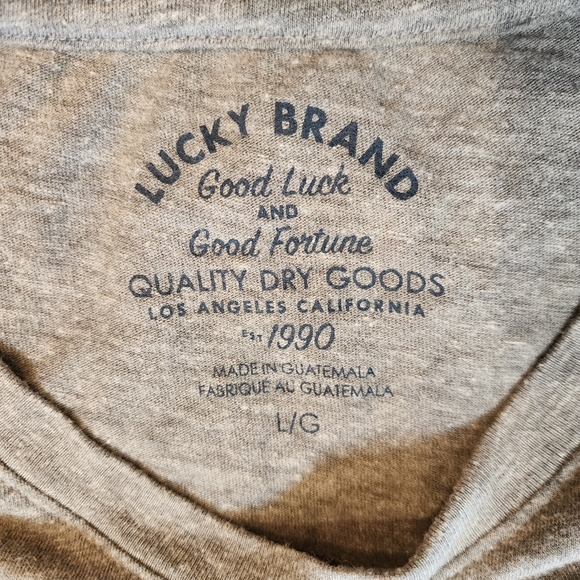 Lucky Brand Heathered Gray Crew Neck T-shirt Men's Size L "Too Tough to Die" - Picture 5 of 10